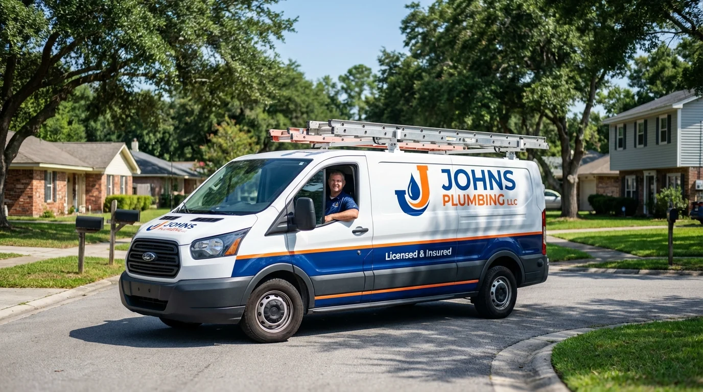 Johns Plumbing LLC service van in Lac du Flambeau, WI