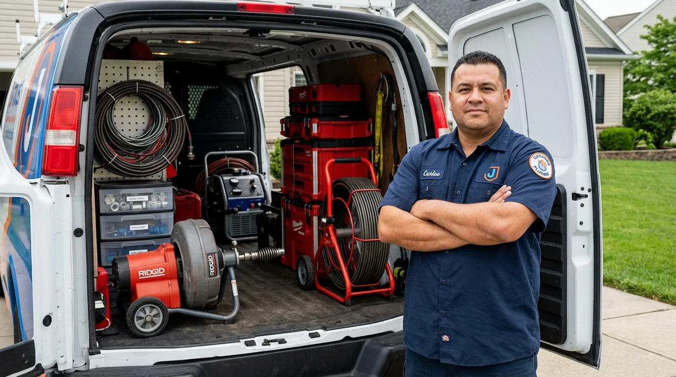 Professional drain cleaning equipment and Johns Plumbing LLC plumber in Lac du Flambeau