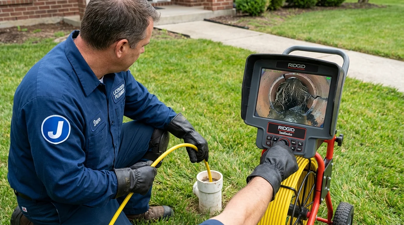 Sewer camera inspection being performed by Johns Plumbing LLC in Lac du Flambeau