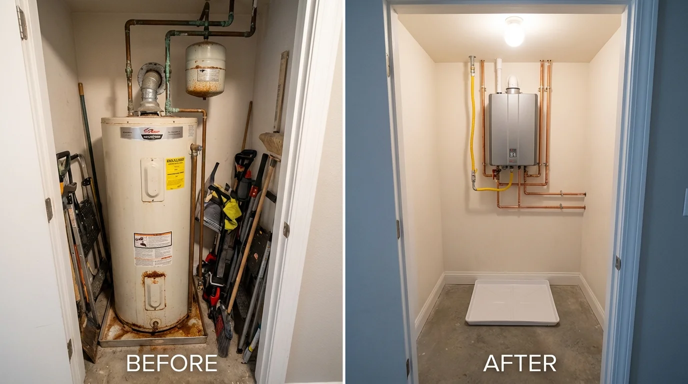 Tank water heater versus wall-mounted tankless unit comparison for Lac du Flambeau, WI homeowners
